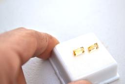 1.87 Carat Matched Pair of Baguette Cut Citrines