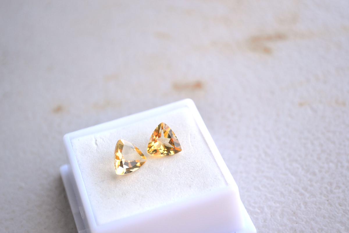 3.21 Carat Matched Pair of Trillion Cut Citrines