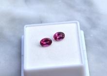 1.64 Carat Matched Pair of Oval Cut Rubellite Tourmalines with COA -- $320-$360 Estimated Value