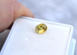 1.73 Carat Oval Cut Yellow Sapphire