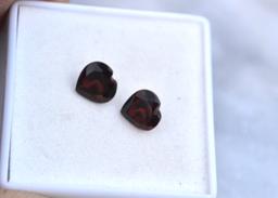 2.60 Carat Matched Pair of Heart Shaped Garnets