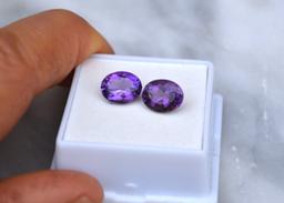 5.00 Carat Near Matched Pair of Rich Purple Amethysts