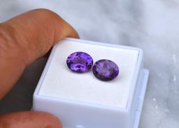 5.00 Carat Near Matched Pair of Rich Purple Amethysts