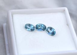 1.62 Carat Matched Trio of Blue Topaz