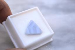 7.48 Carat Triangle Shaped Blue Lace Agate Cabochon