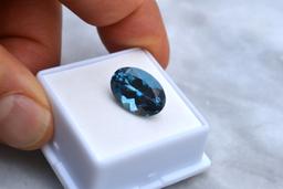 9.58 Carat Oval Cut London Blue Topaz