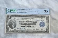 1918 $1 New York Bill Graded 35