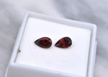 1.90 Carat Matched Pair of Strawberry Red Garnets