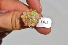 Opal Cluster Ring in Sterling Silver