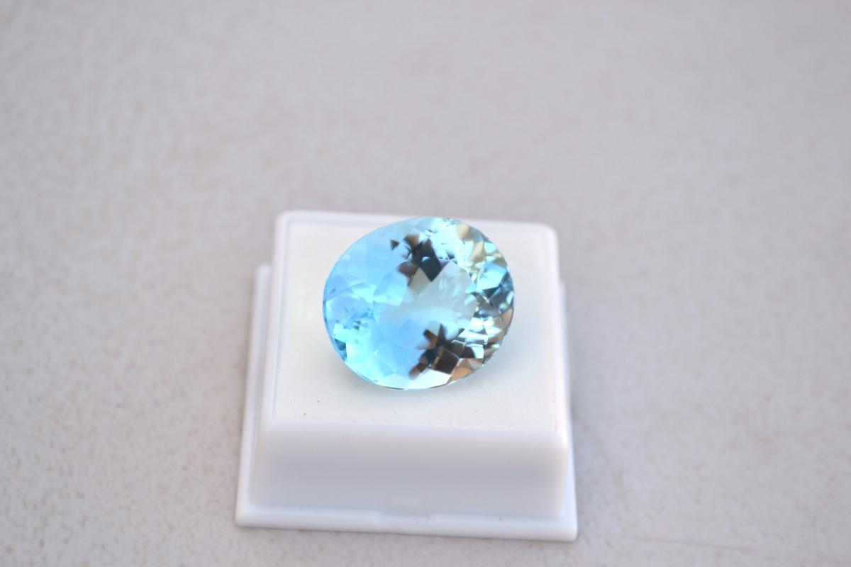 34.70 Carat Oval Cut Sky Blue Topaz