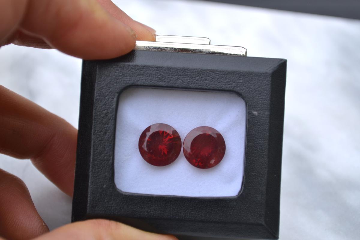 10.19 Carat Matched Pair of Round Cut Sunstone with Appraisal -- $5700 Appraised Value