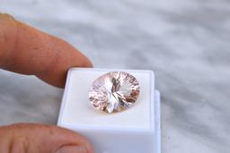 15.68 Carat Oval Millennium Cut Morganite