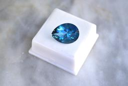 16.72 Carat Pear Shaped London Blue Topaz