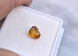 1.88 Carat Heart Shaped Yellow Sapphire