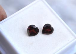 2.60 Carat Matched Pair of Heart Shaped Garnets