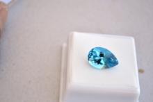 7.66 Carat Pear Cut Intense Sky Blue Topaz