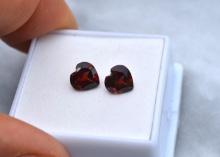 2.68 Carat Matched Pair of Heart Shaped Garnets