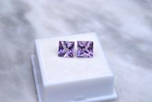 5.05 Carat Matched Pair of Princess Cut Amethysts