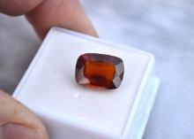 8.62 Carat Cushion Cut Hessonite Garnet