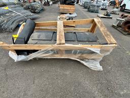 Crate with hustler mower bagger system, unused