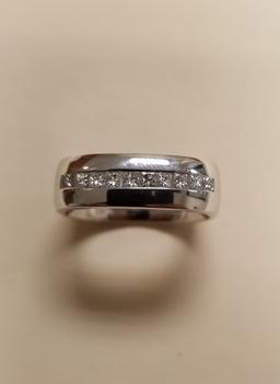 Men's 18k White Gold Diamond Wedding Band