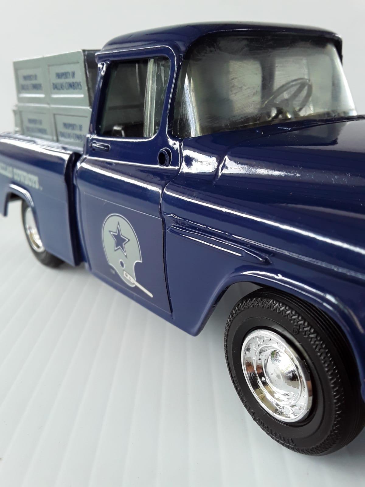 (3) Dallas Cowboys Die Cast Metal Bank 1955 Replica Chev Cameo Pickup Truck