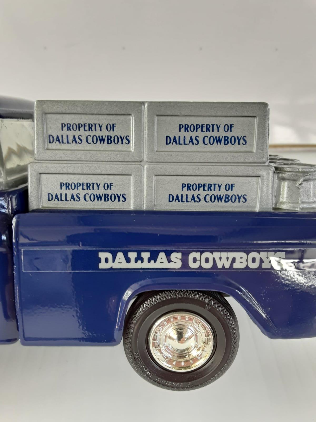 (3) Dallas Cowboys Die Cast Metal Bank 1955 Replica Chev Cameo Pickup Truck