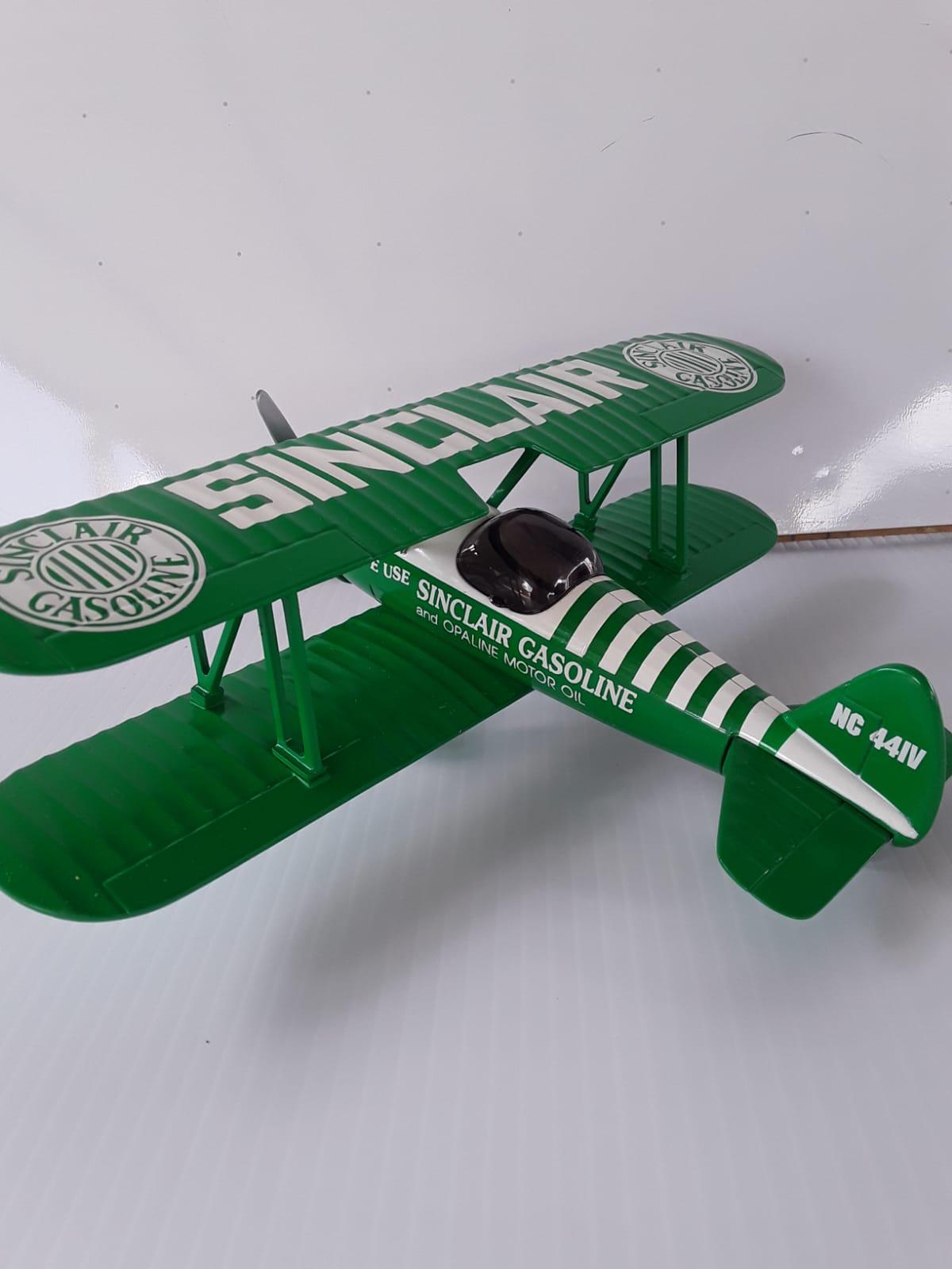 Sinclair Stearman BI Plane Vintage Die Cast Metal Airplane