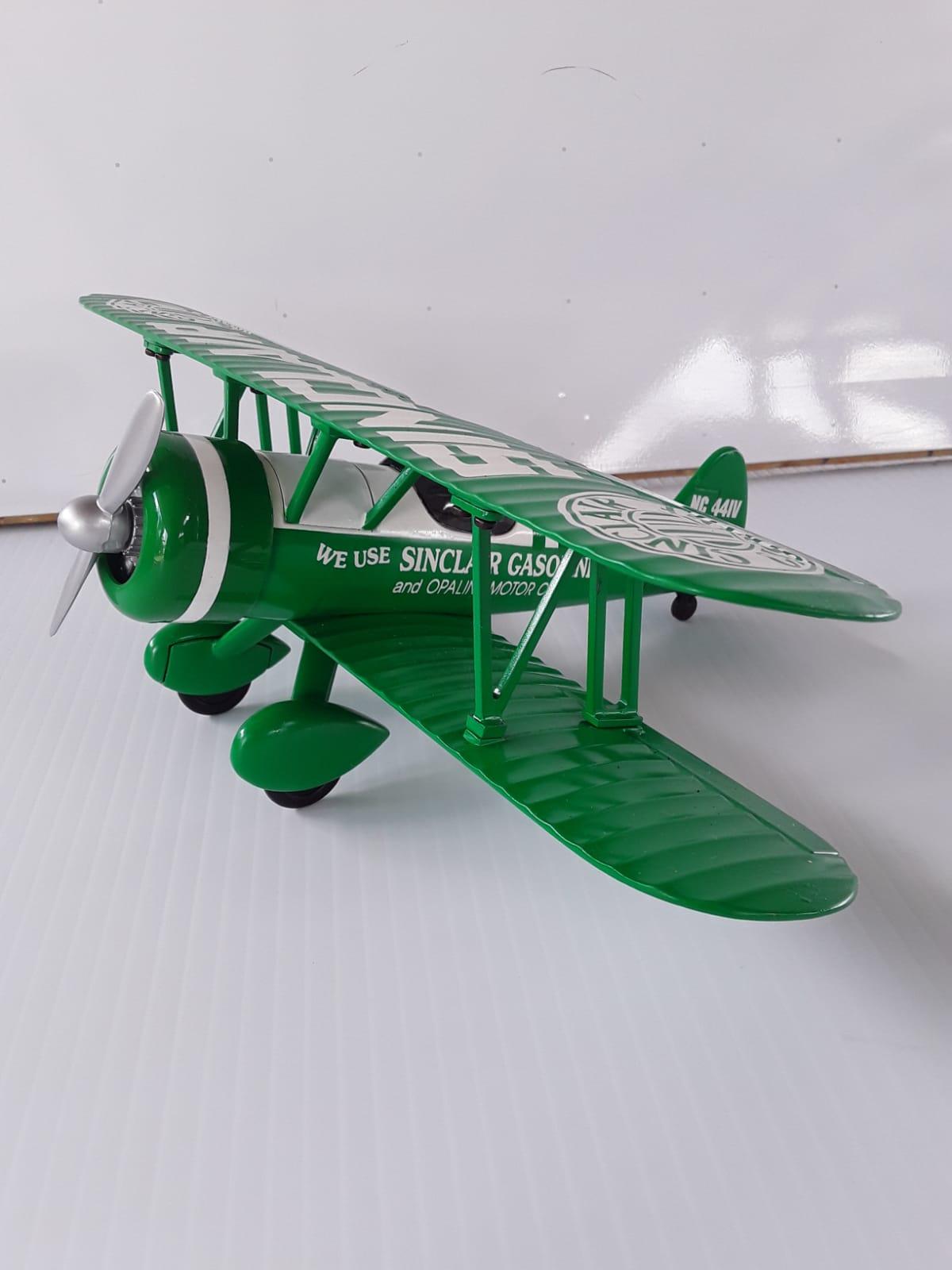 Sinclair Stearman BI Plane Vintage Die Cast Metal Airplane