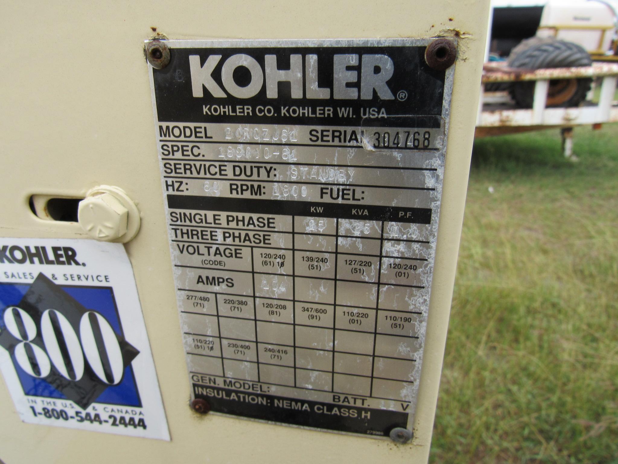 Kohler 20KW Generator