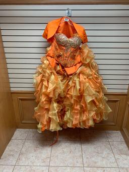 Da Vinci 46991 Burnt Orange/Gold Dress, Size 8