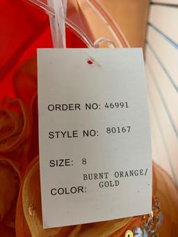 Da Vinci 46991 Burnt Orange/Gold Dress, Size 8