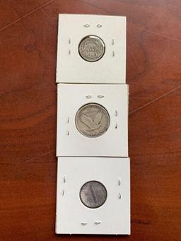 2-silver dimes and liberty quarter