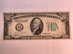 1934 $10 dollar bill from New York, uncirculated