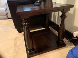 one custom cherry wood stain coffee table and two custom cherry wood stain end tables