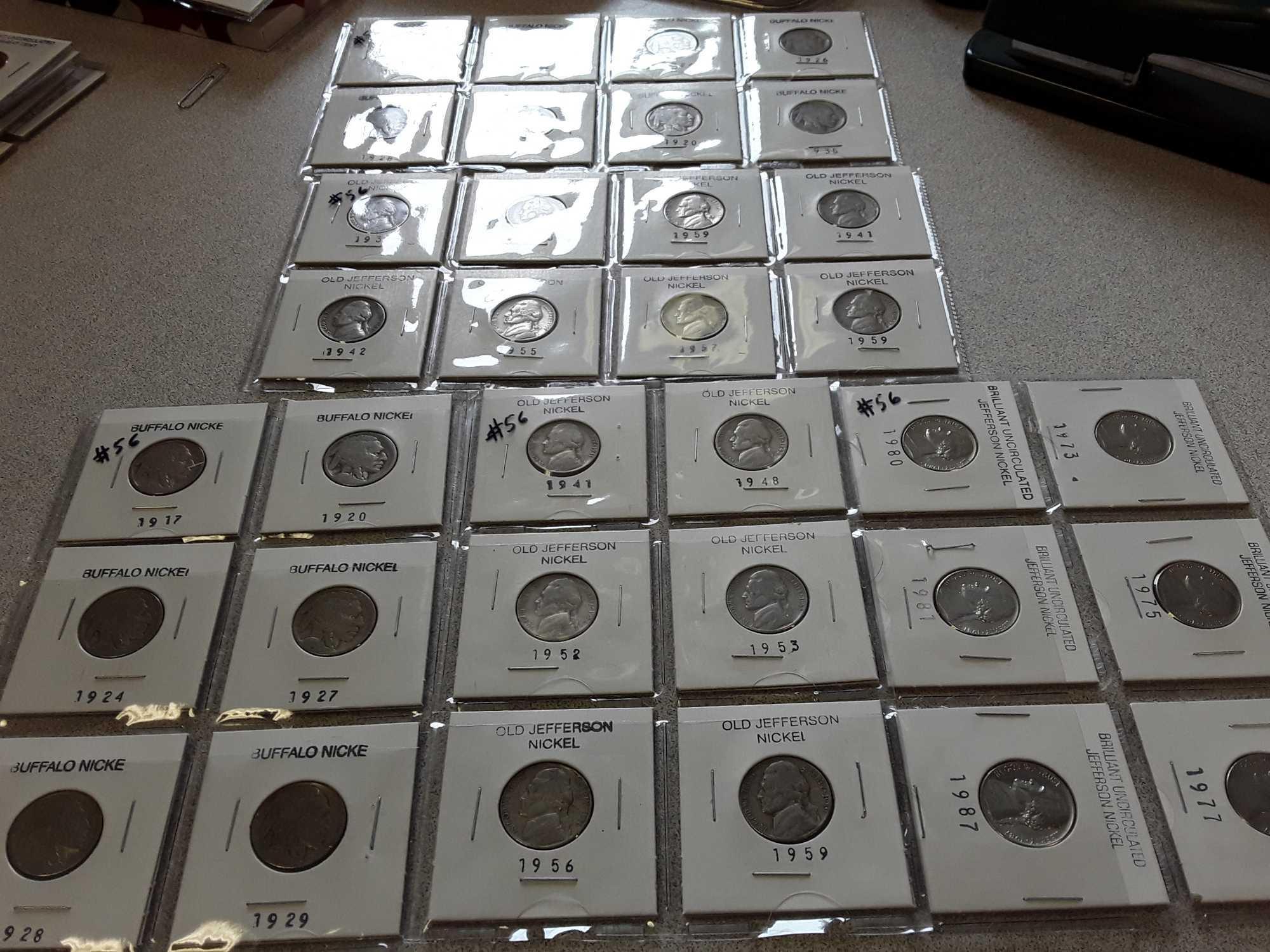 Buffalo Nickels, Old Jefferson Nickels, Brilliant Uncirculated Jefferson Nickels,