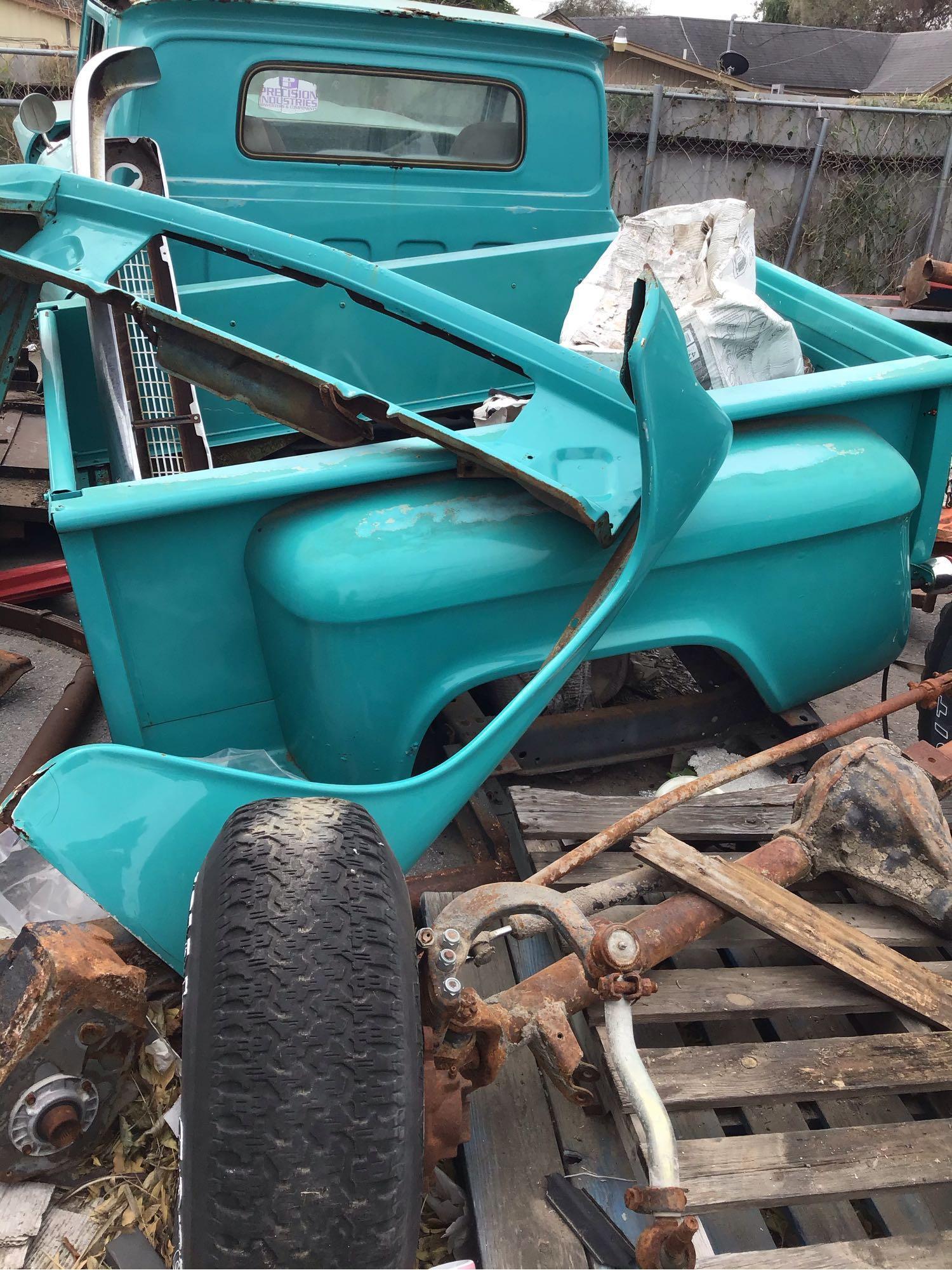 Parts of a 1956 Chev Truck on Pallets