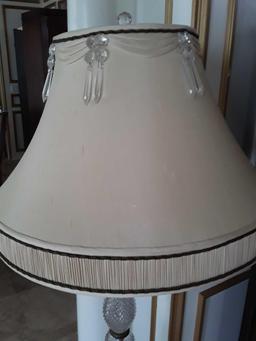 Vintage Lamp w/Brass & Glass Base (66" Tall & 22" Wide Shade)