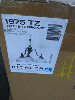 (2) Tannery Bronze Umber Etched Glass by Kichler
