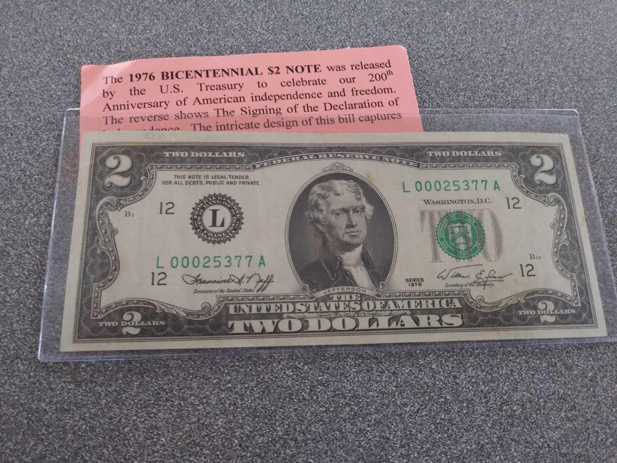 ''1976'' Bicentennial $2 Note Bill
