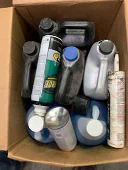 (3) Boxes with Washer Fluid, Paint, Oil, Radiator Tester, Misc. (Room 405)