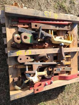 Pallet w/Hitches, Misc. Tractor Parts