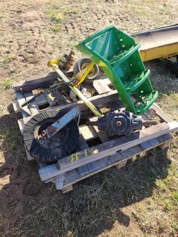Pallet w/Gear Box, Tractor Ladder, Shredder Tires