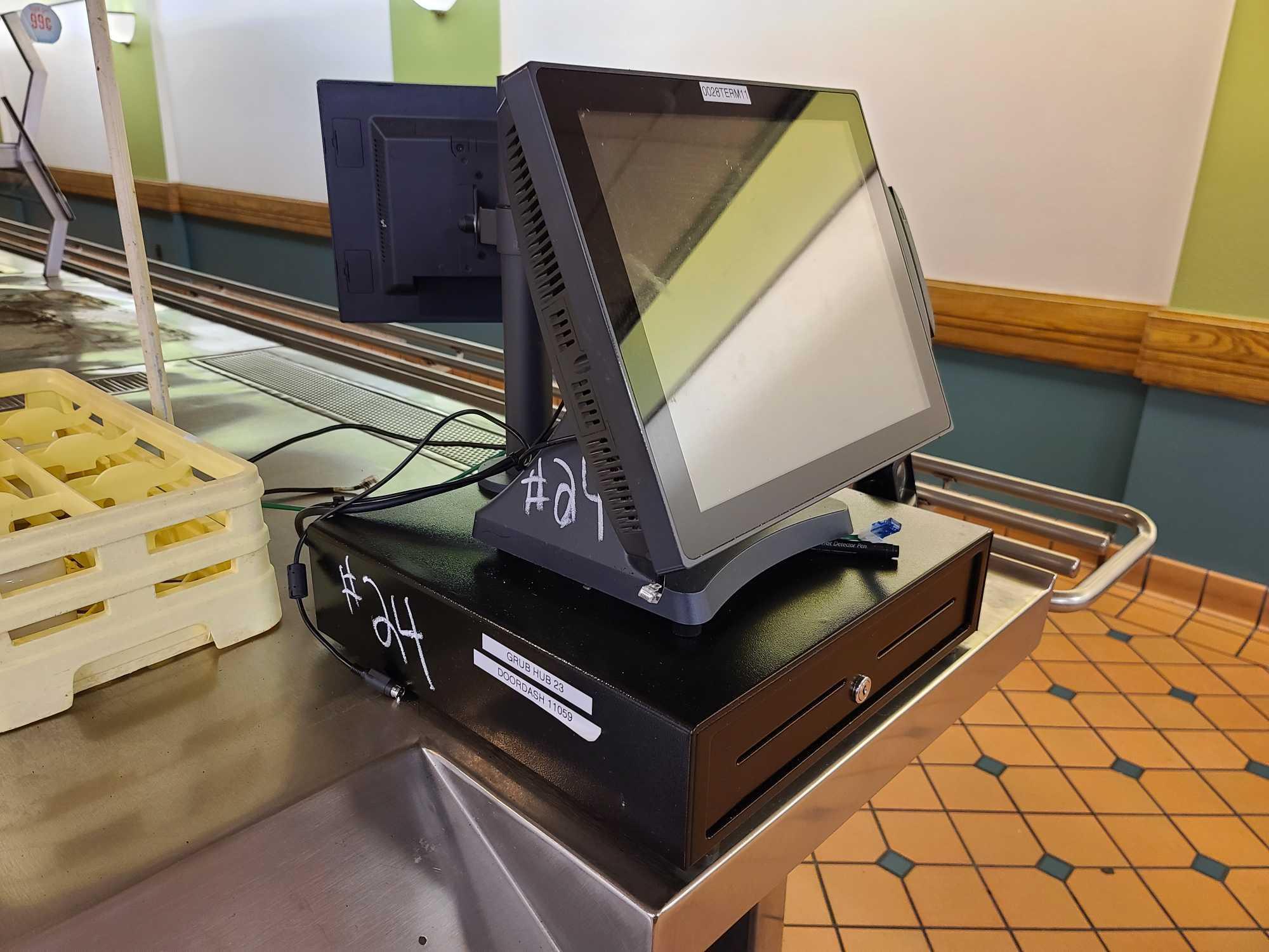 (3) Complete POS Sys. Total of (6)Touch Screen Monitors, (3) Card Reader Scanners, (2)Cash Drawers