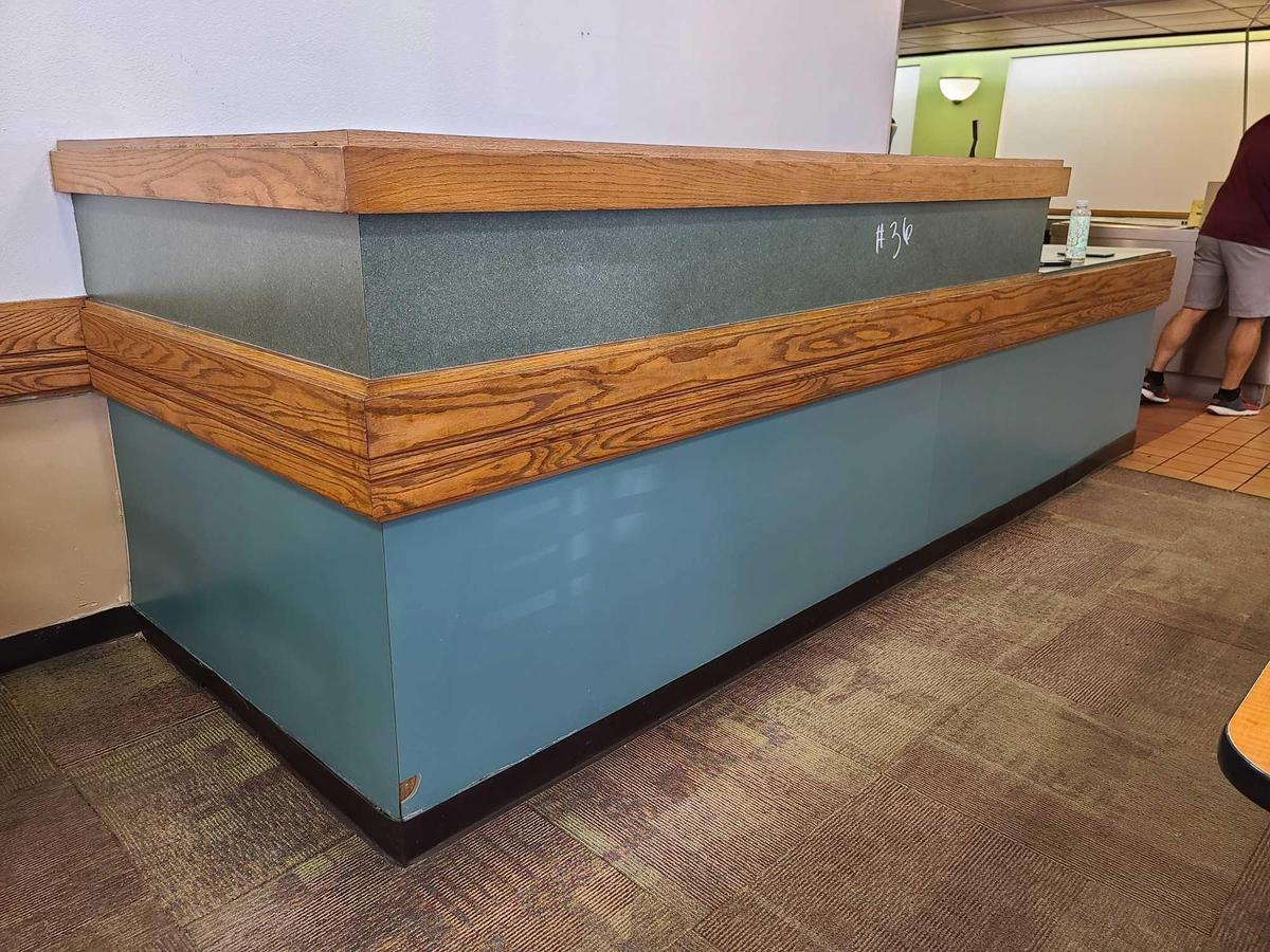 L-Shape Wooden Counter w/Compartments(13ft Long x 52in Wide & 50in Tall)