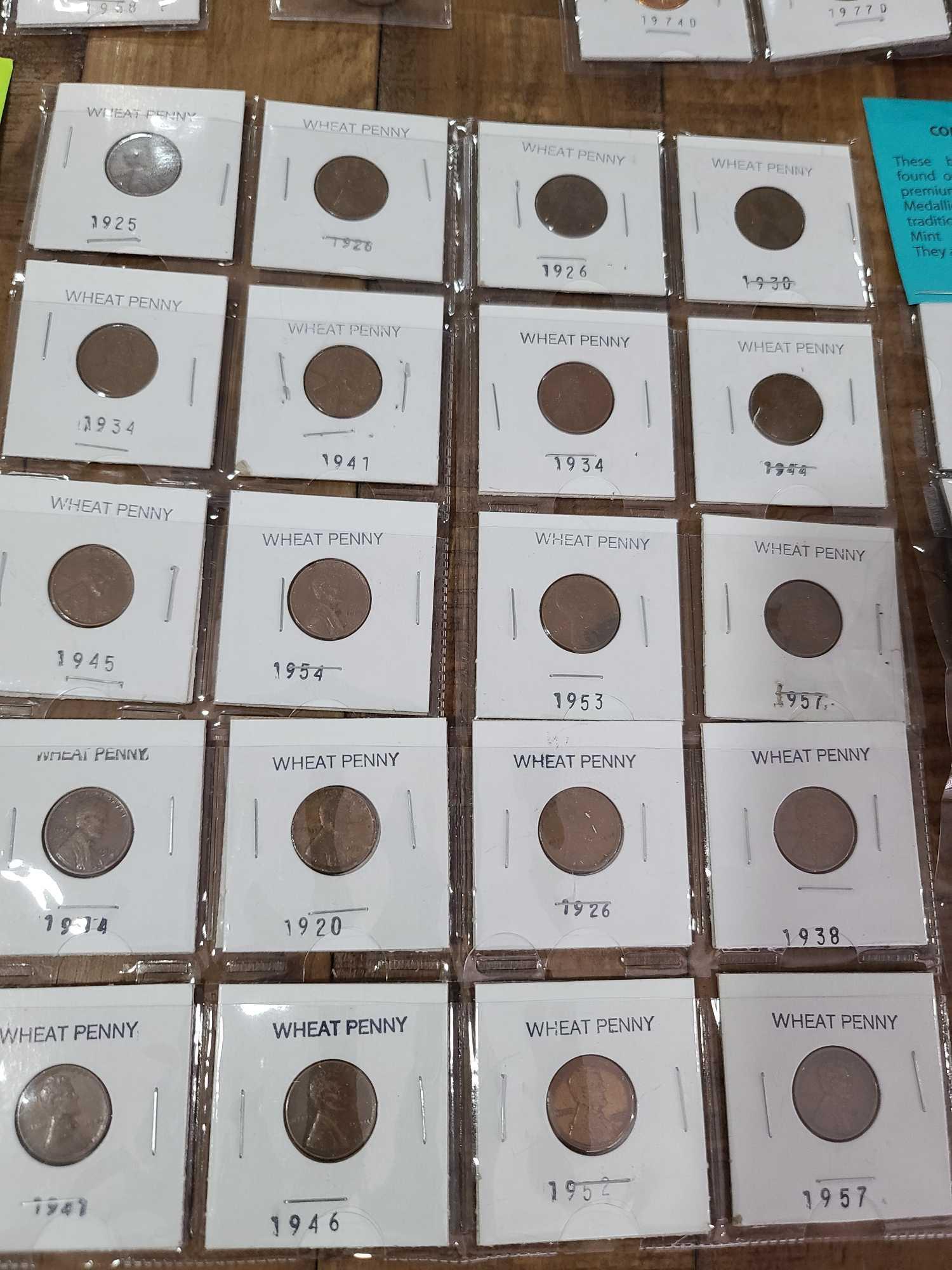 Group of Wheat Pennies, Group of Brilliant Uncirculated Old Lincoln Cents, US Treasury Commemorative