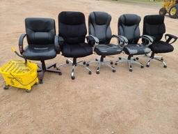 (5) Office Chairs & (1) Commercial Mop Bucket