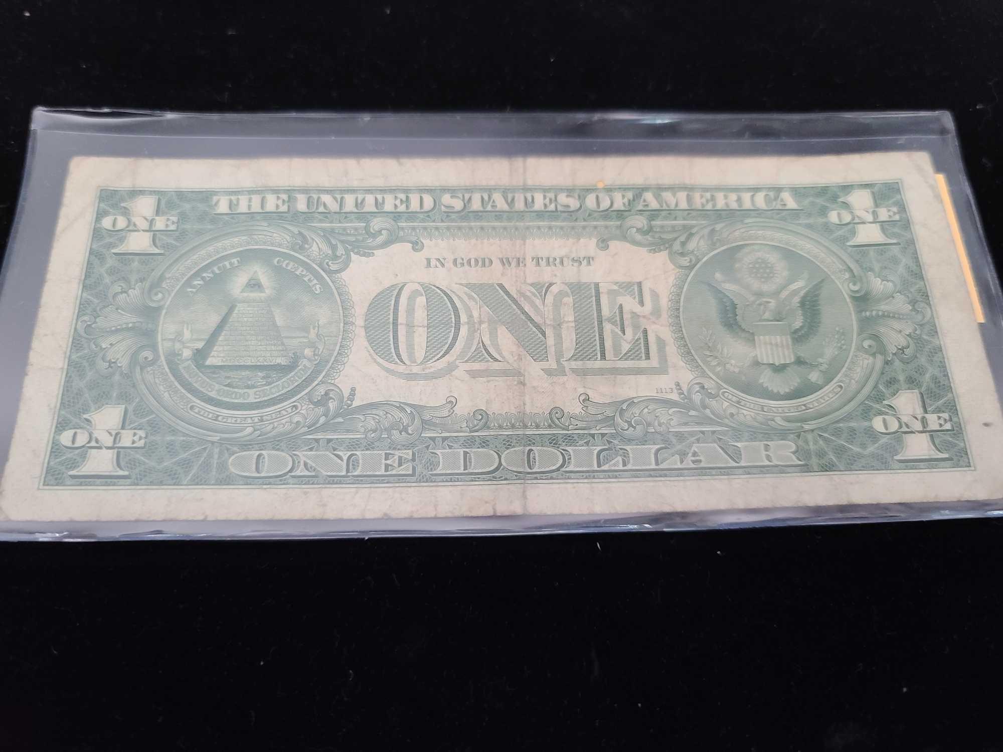 ''1976'' Bicentennial $2 Note Bill, $1 Scare Barr Note Bill, Old Silver Certificate $1 Bill