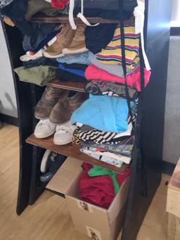 Shelf W/ Different Clothes & Shoes