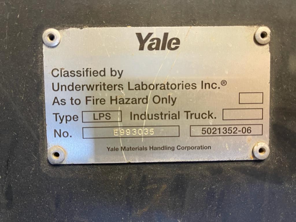 Yale Forklift, Hours: 4673.8, Srl# E187V22651B, Cap: 5,000 lb